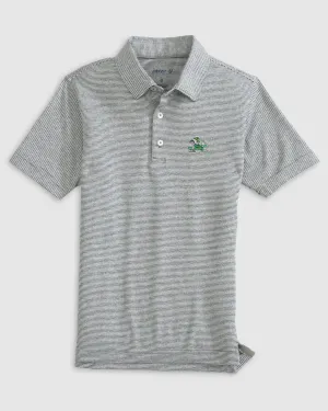 Notre Dame Lyndonn Jr. Striped Jersey Performance Polo - Leprechaun Logo