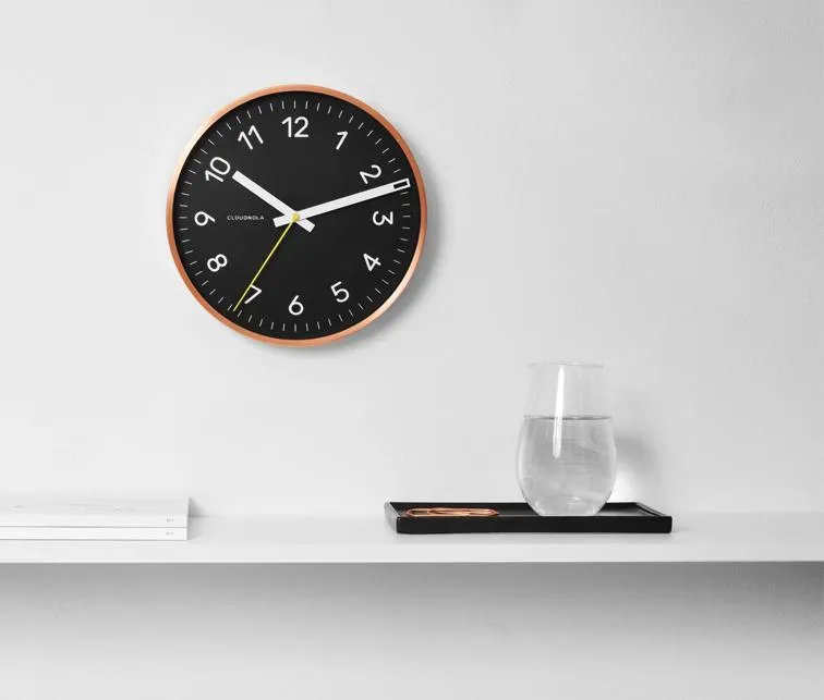 Now Wall Clock by Cloudnola BLACK/COPPER
