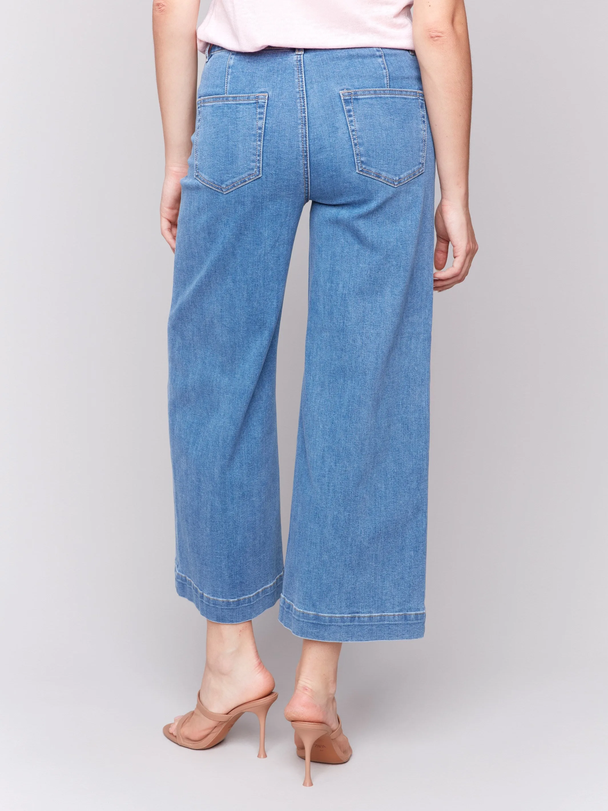 Patch Pocket Flare Jeans - Blue Jean