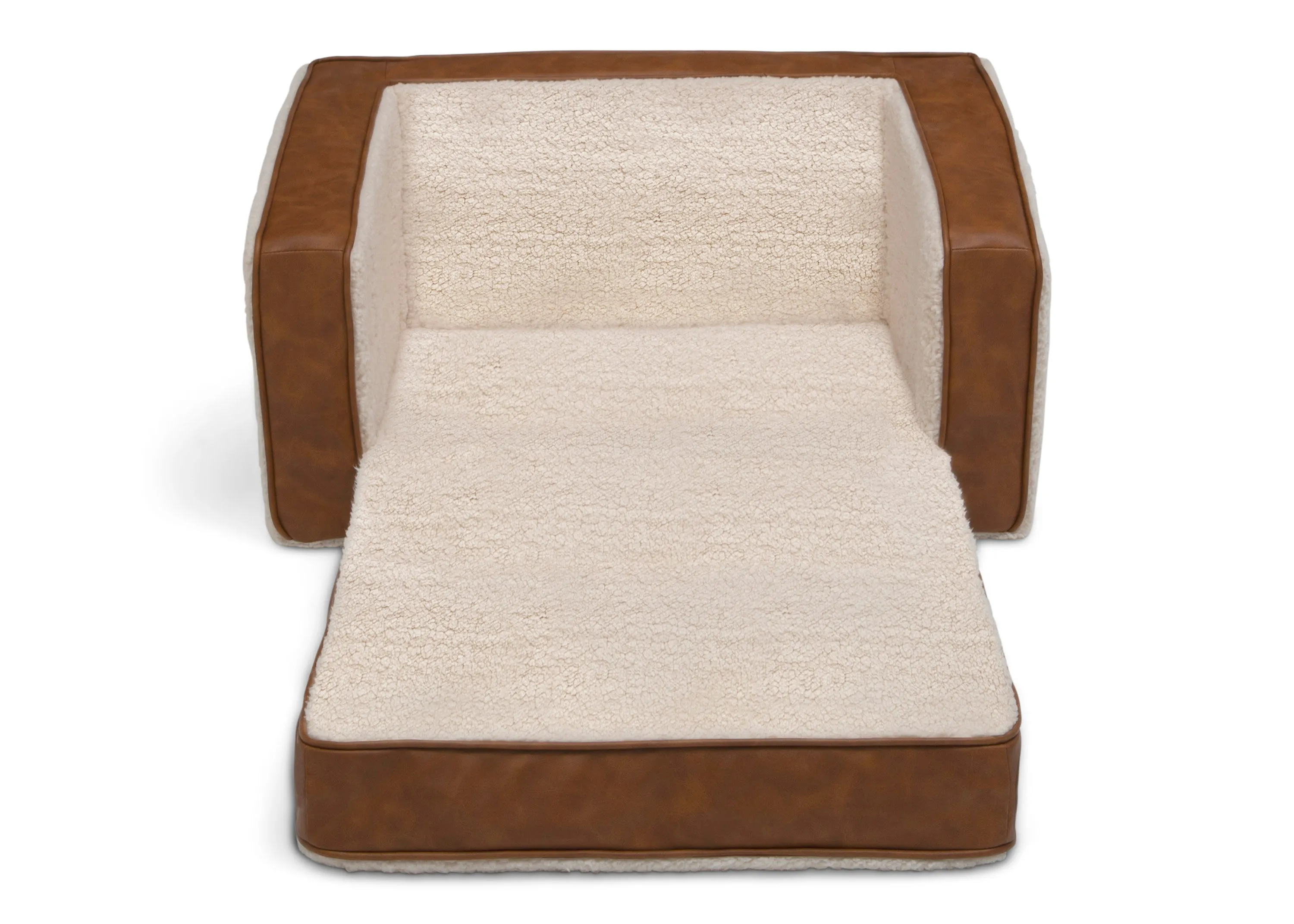 Personalized Cozee Flip-Out Sherpa and Faux Leather 2-in-1 Convertible Chair to Lounger for Kids