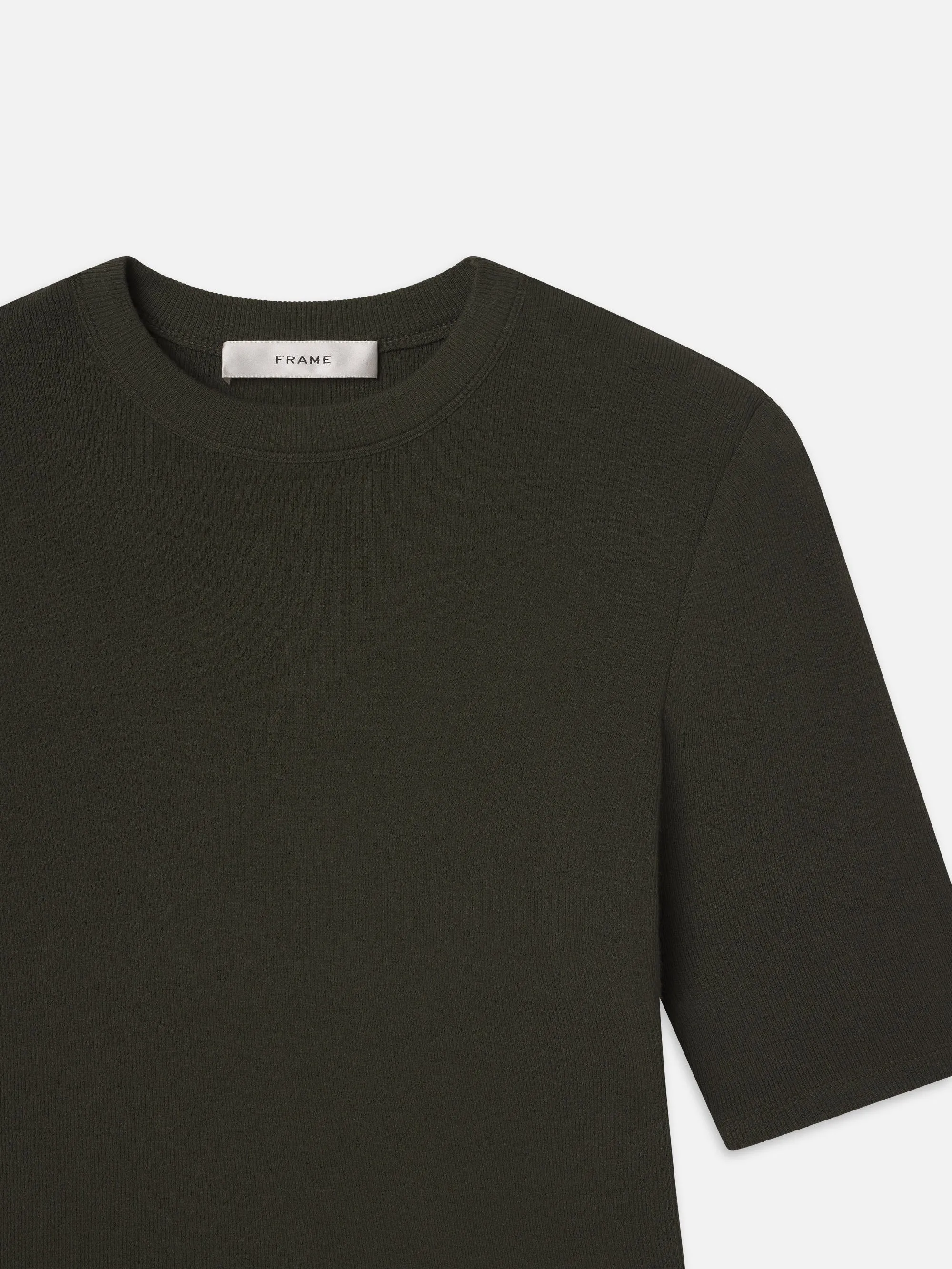 Rib Crewneck Tee -- Rich Military Heather