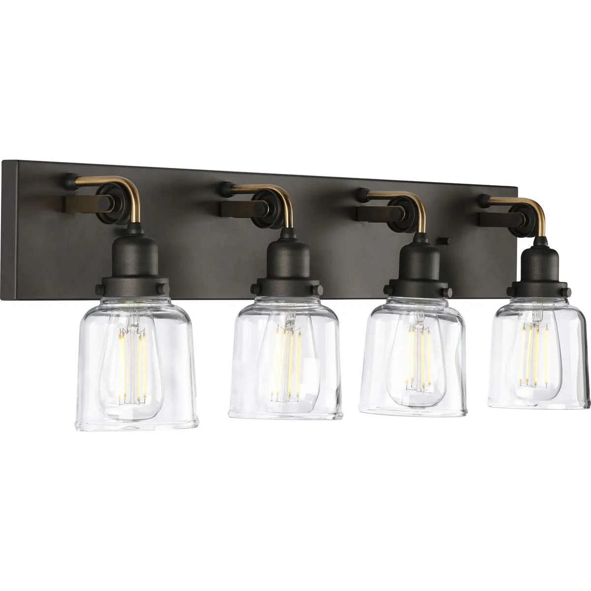 Rushton Collection Four-Light Clear Glass Bath Vanity Light