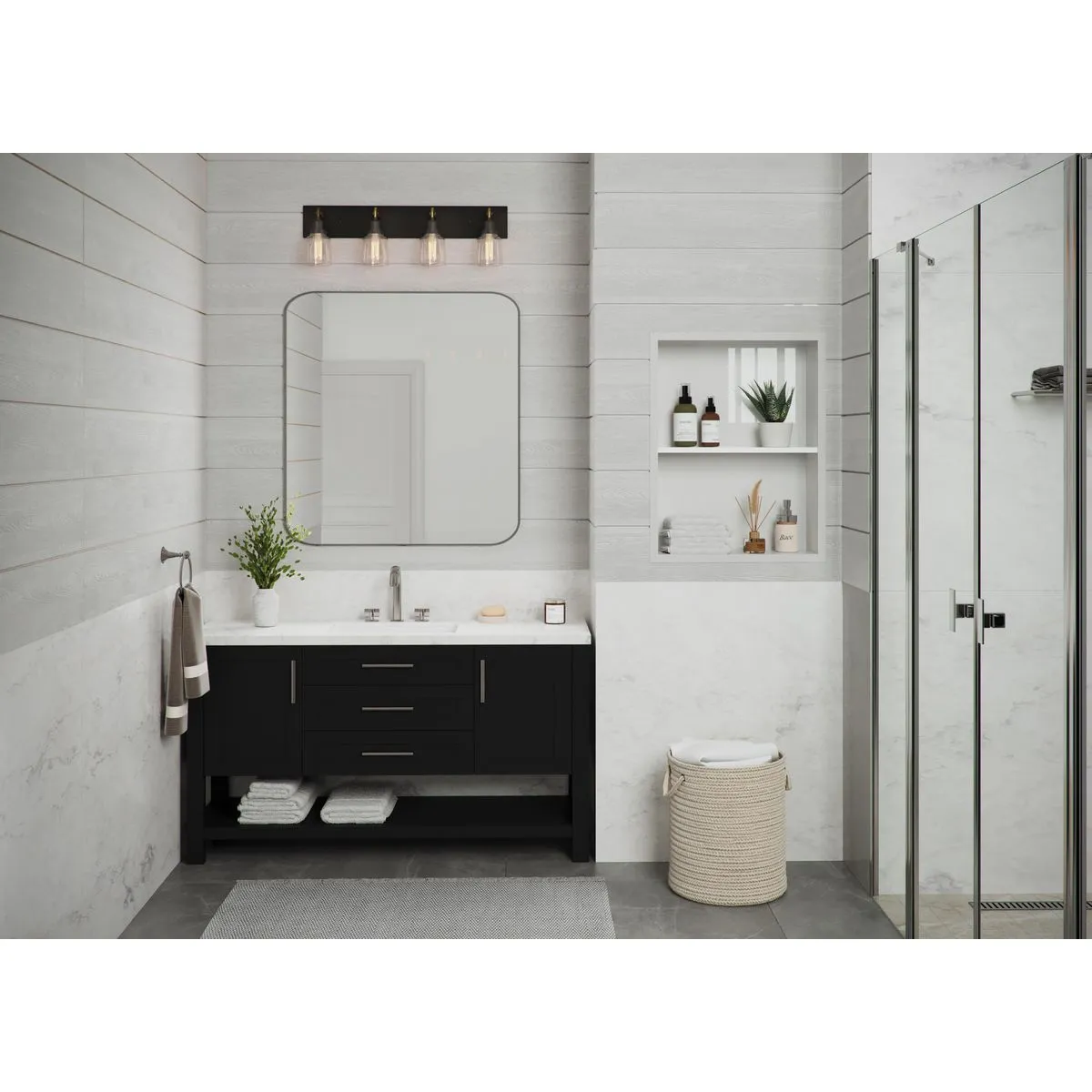 Rushton Collection Four-Light Clear Glass Bath Vanity Light