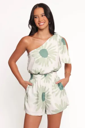 Sally Playsuit - Green Floral