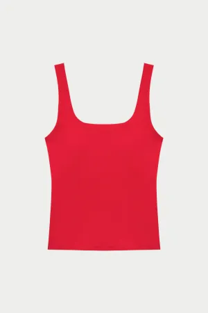 SCULPTING STRETCH SCOOP NECK SPORTS TOP - RED