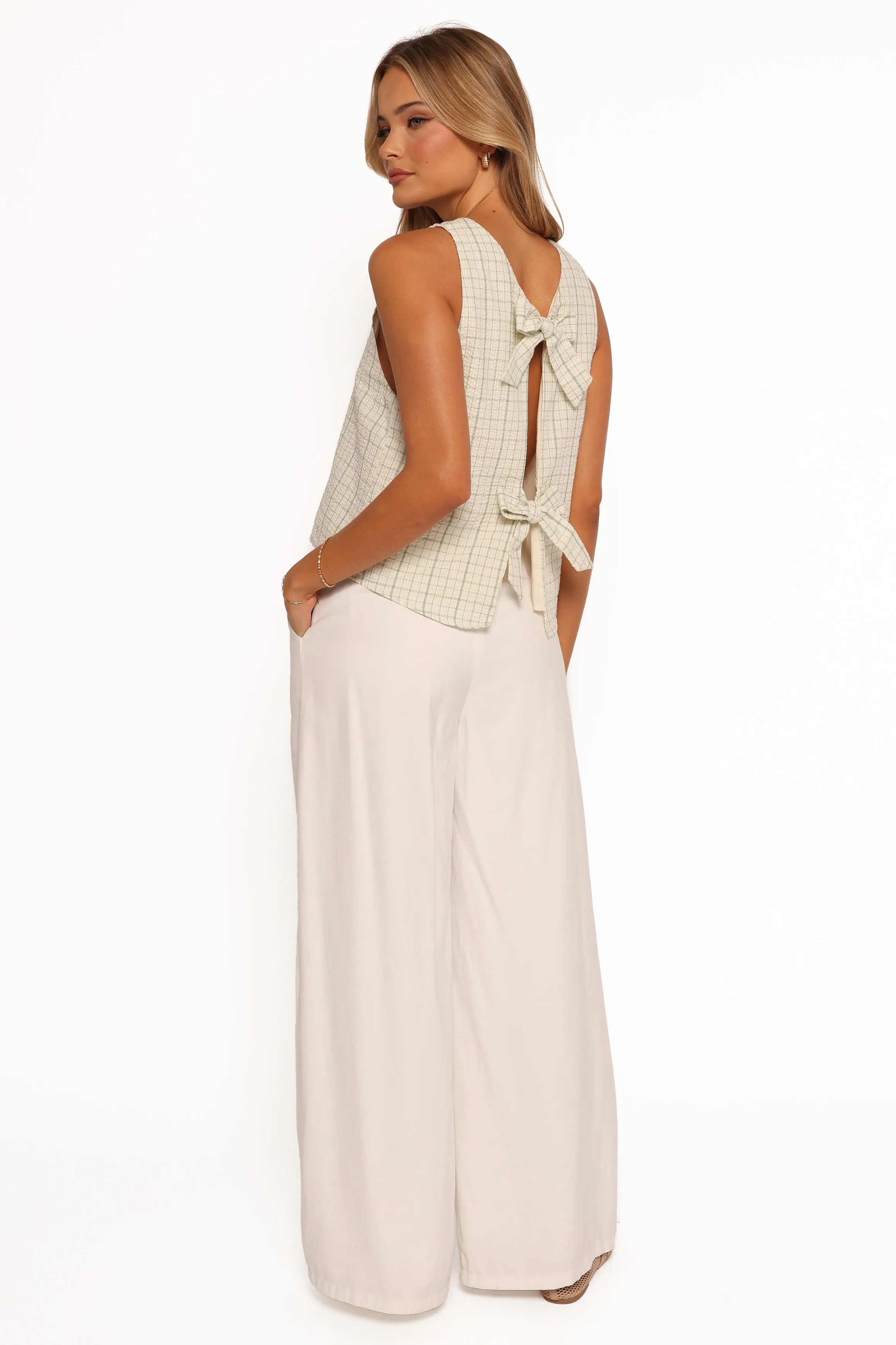 Selva Bow Back Top - Sage Green