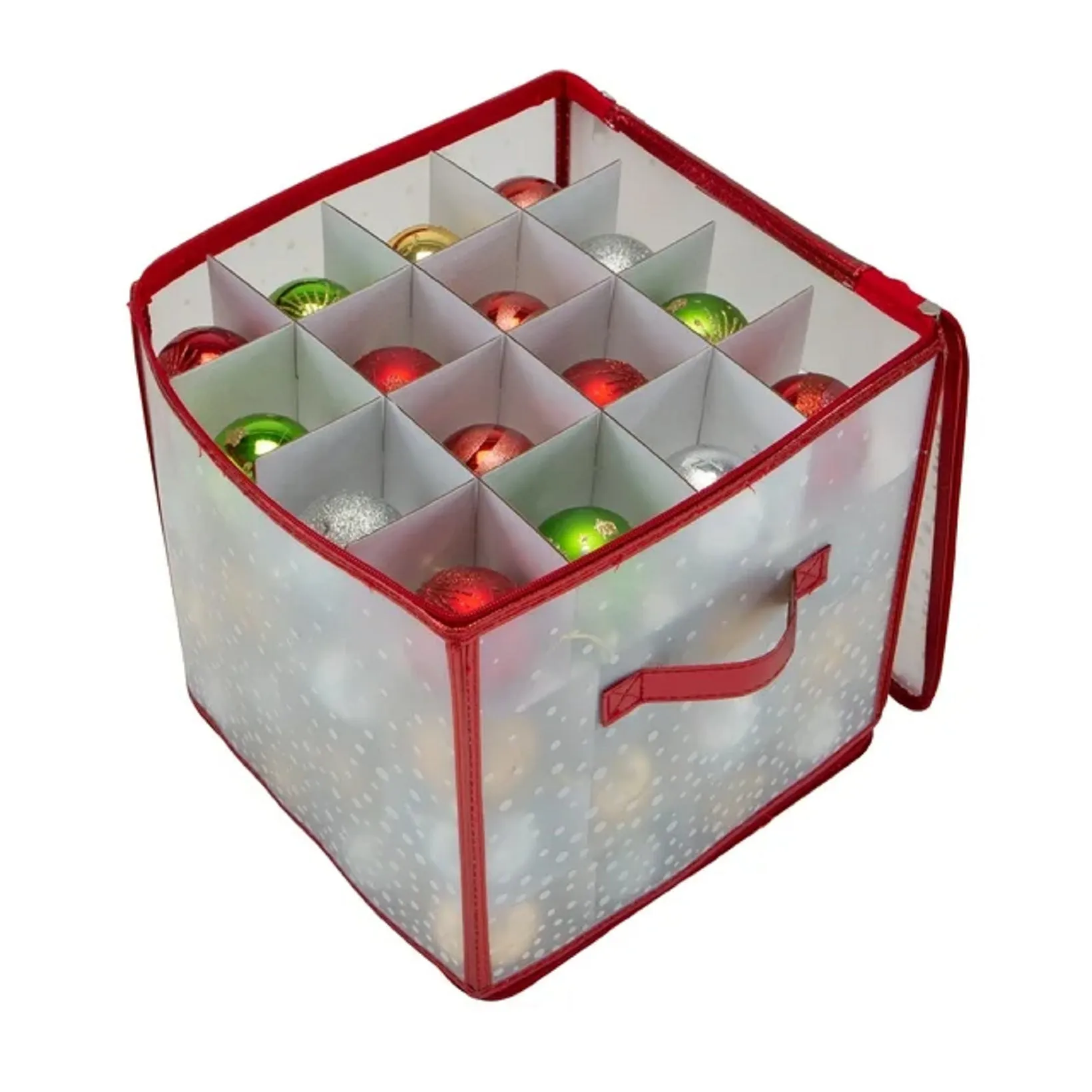 Simplify 9002-RED 64-Count Plastic Ornament Organizer Storage Box, Red