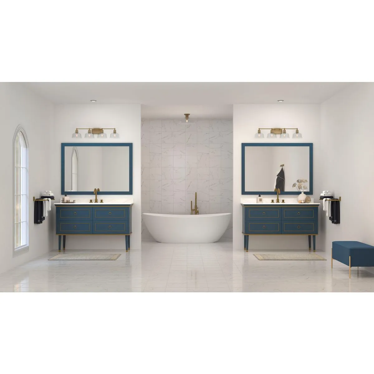 Singleton Collection Four-Light 36" Vanity Light with Clear Glass Shades
