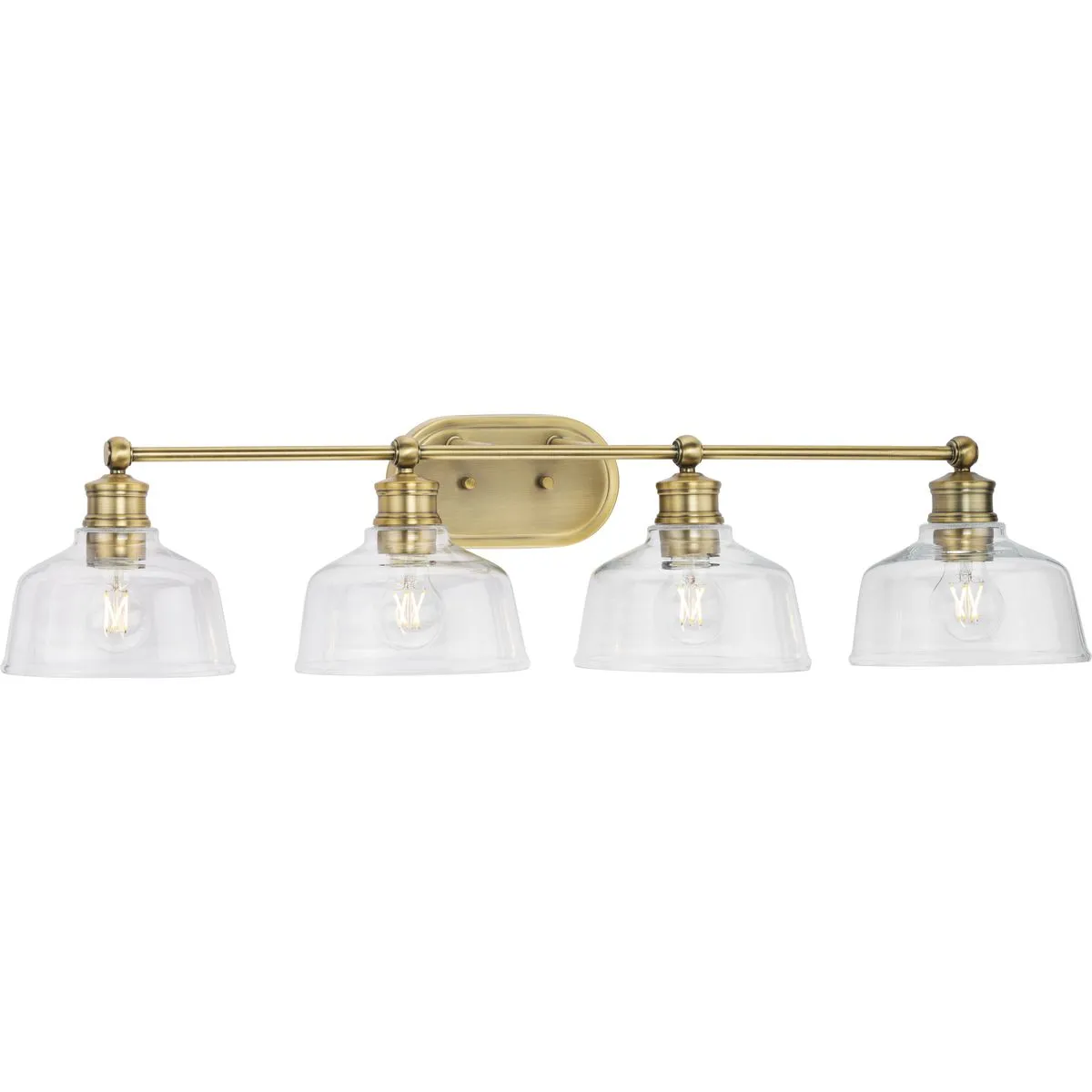 Singleton Collection Four-Light 36" Vanity Light with Clear Glass Shades
