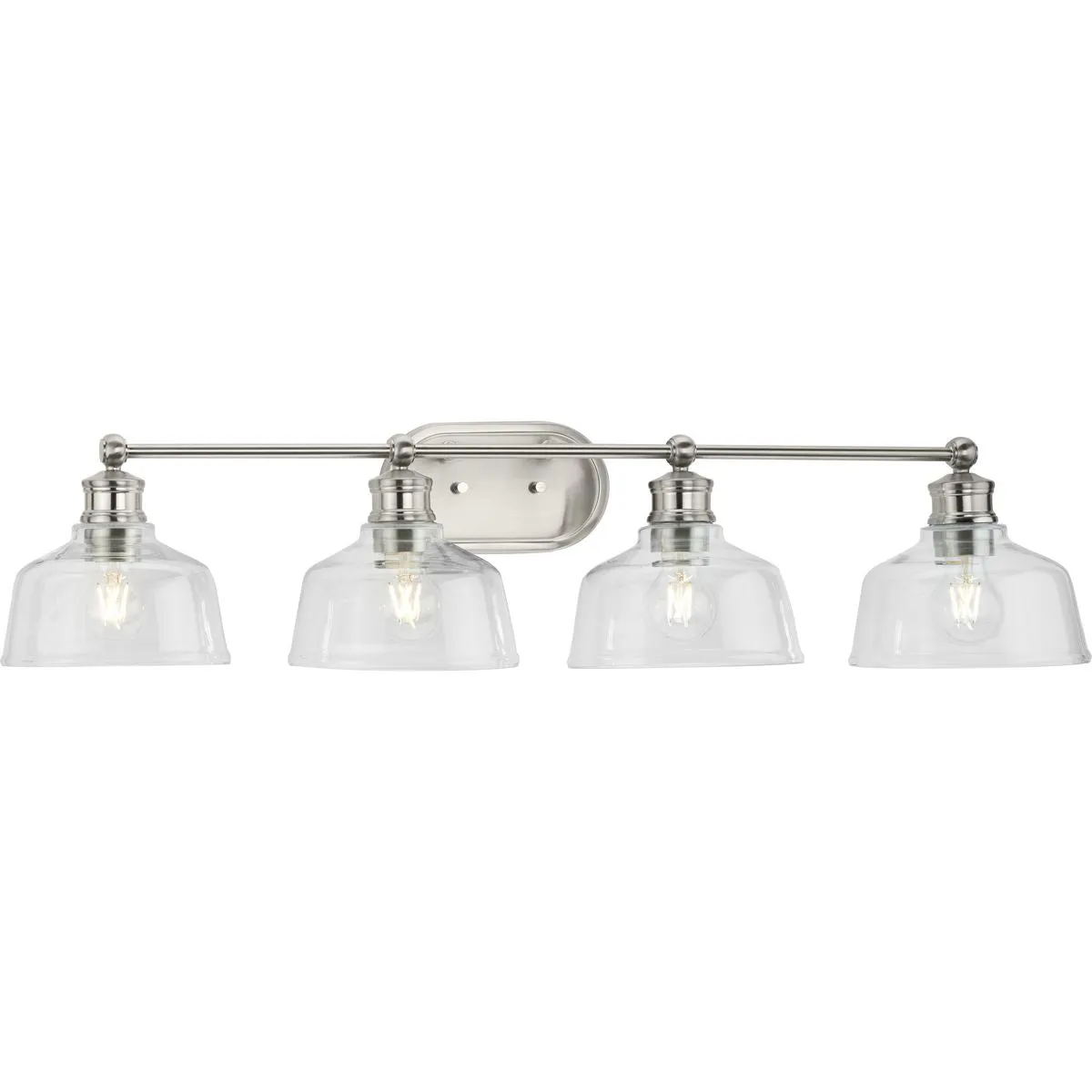 Singleton Collection Four-Light 36" Vanity Light with Clear Glass Shades