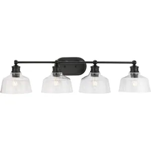Singleton Collection Four-Light 36" Vanity Light with Clear Glass Shades