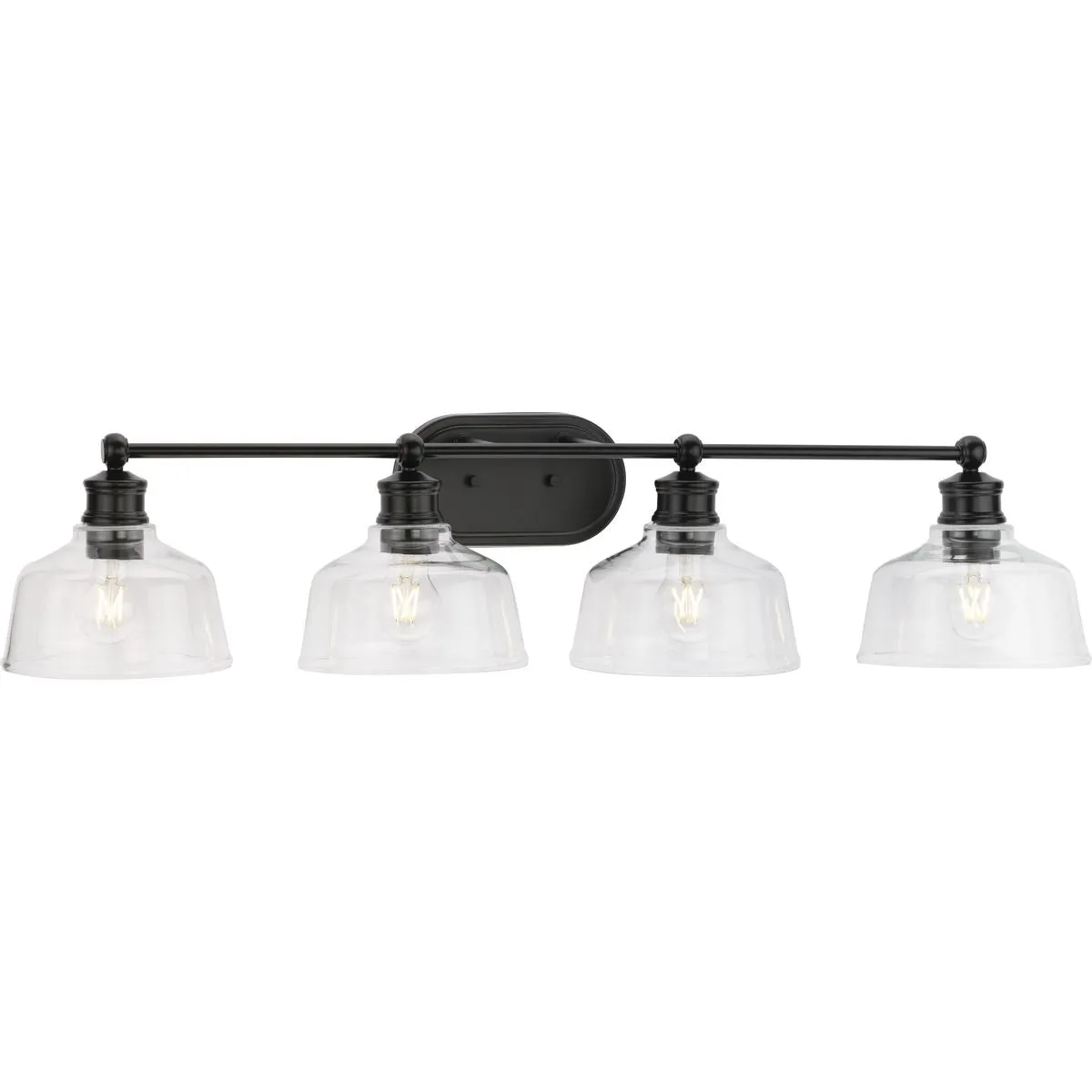 Singleton Collection Four-Light 36" Vanity Light with Clear Glass Shades