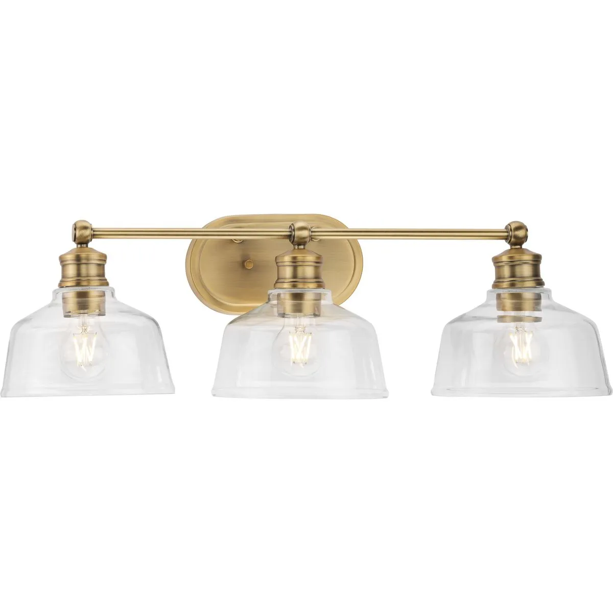 Singleton Collection Three-Light 26.5" Vanity Light with Clear Glass Shades