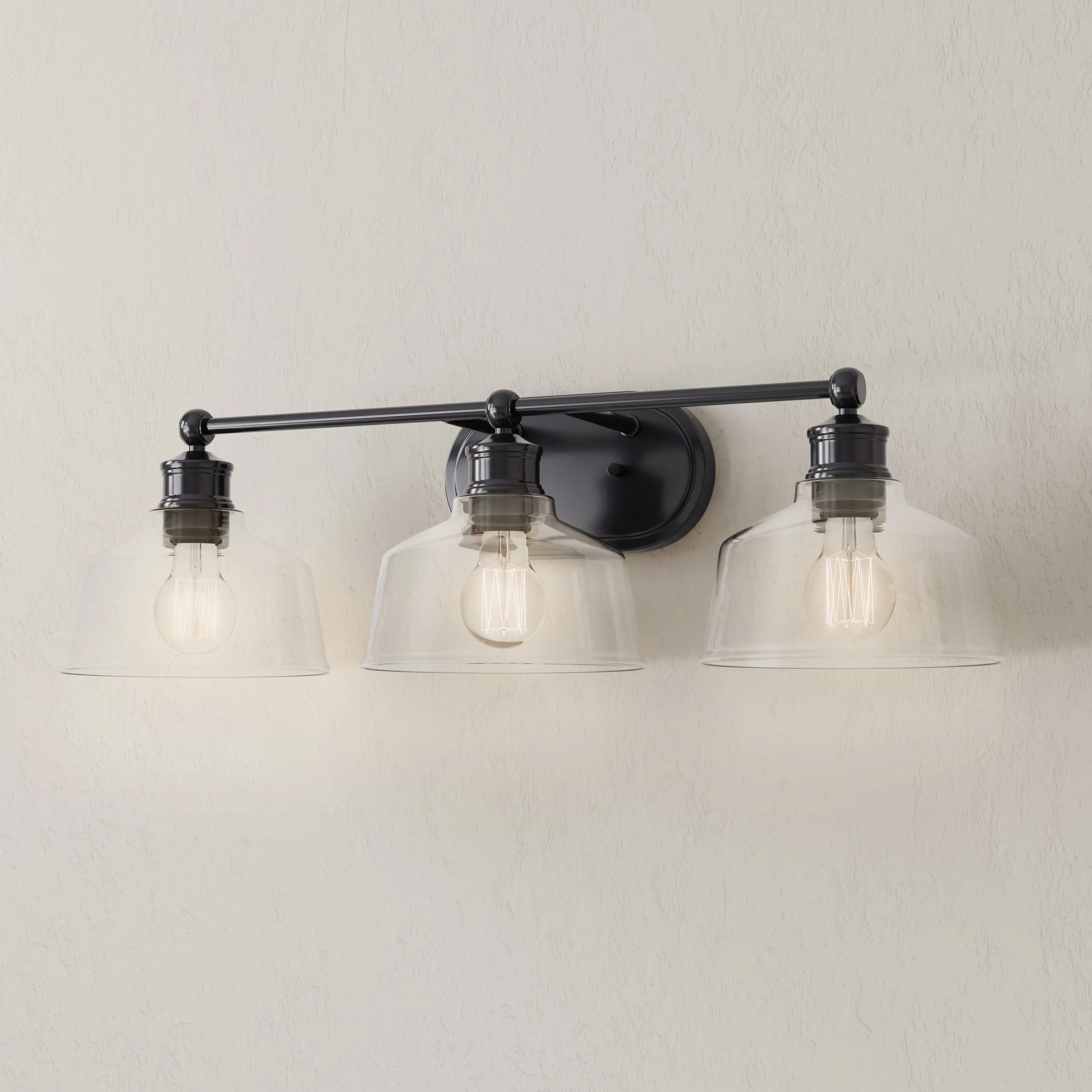 Singleton Collection Three-Light 26.5" Vanity Light with Clear Glass Shades