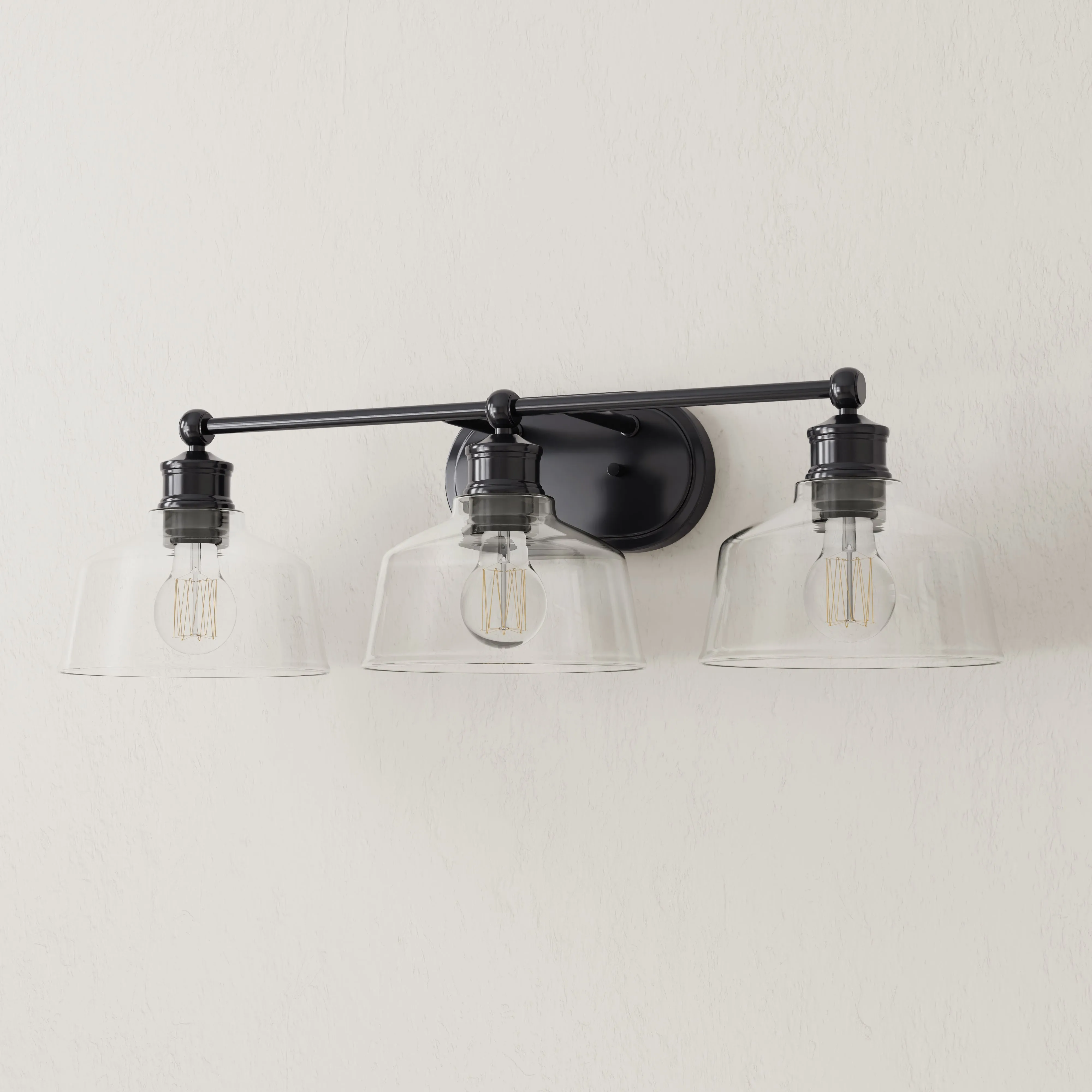Singleton Collection Three-Light 26.5" Vanity Light with Clear Glass Shades