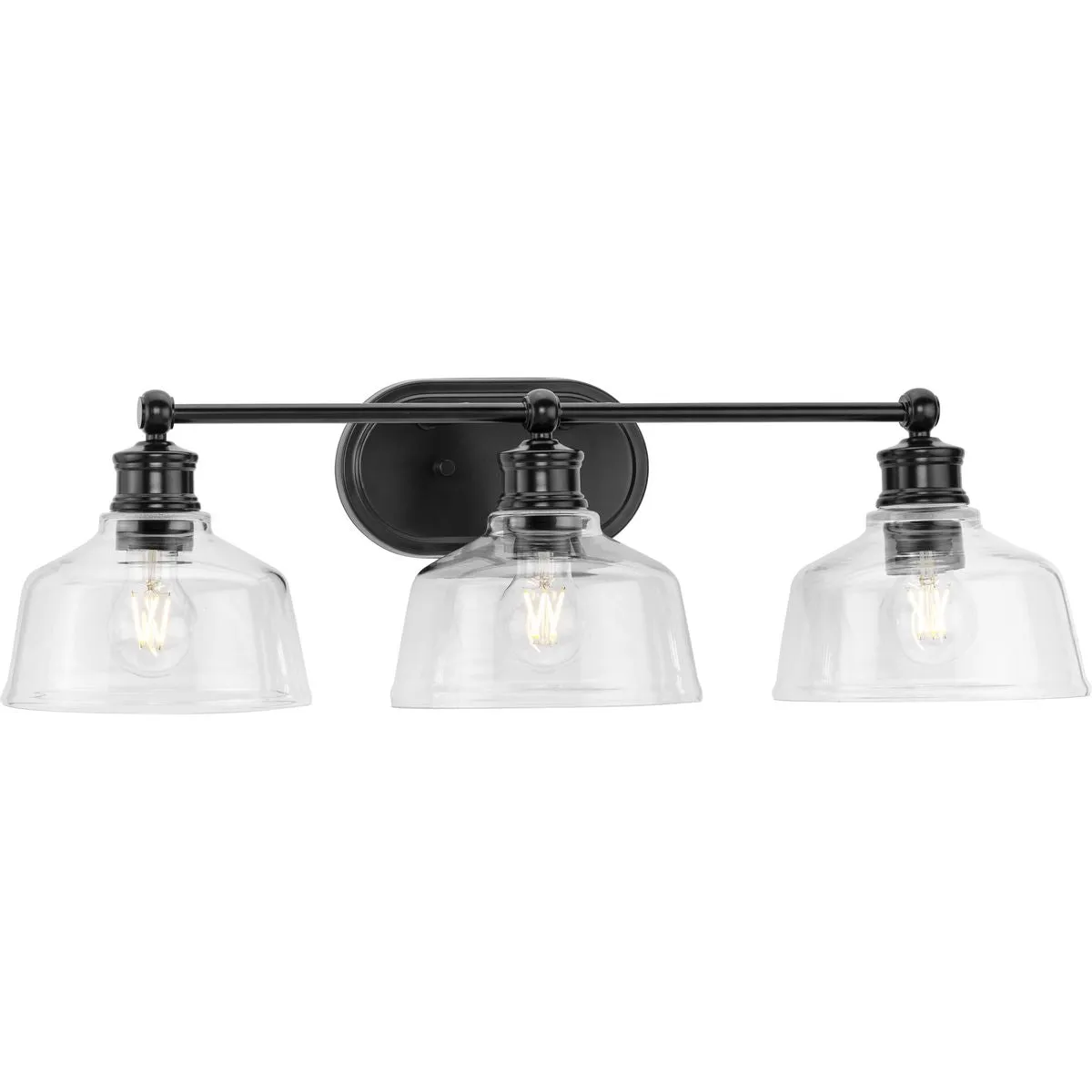 Singleton Collection Three-Light 26.5" Vanity Light with Clear Glass Shades