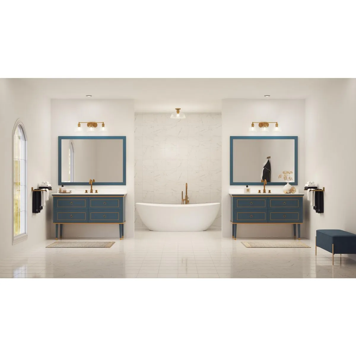 Singleton Collection Three-Light 26.5" Vanity Light with Clear Glass Shades