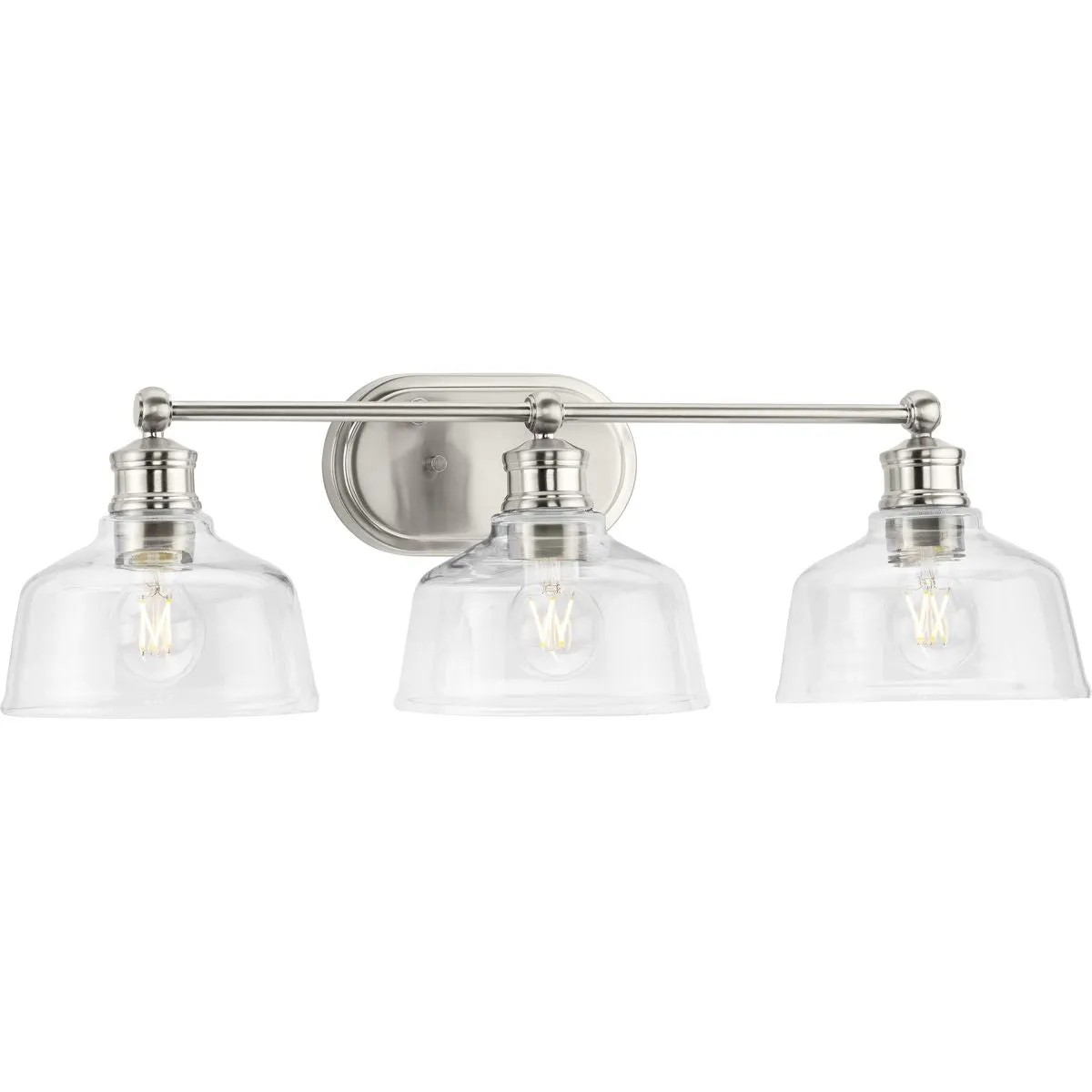 Singleton Collection Three-Light 26.5" Vanity Light with Clear Glass Shades