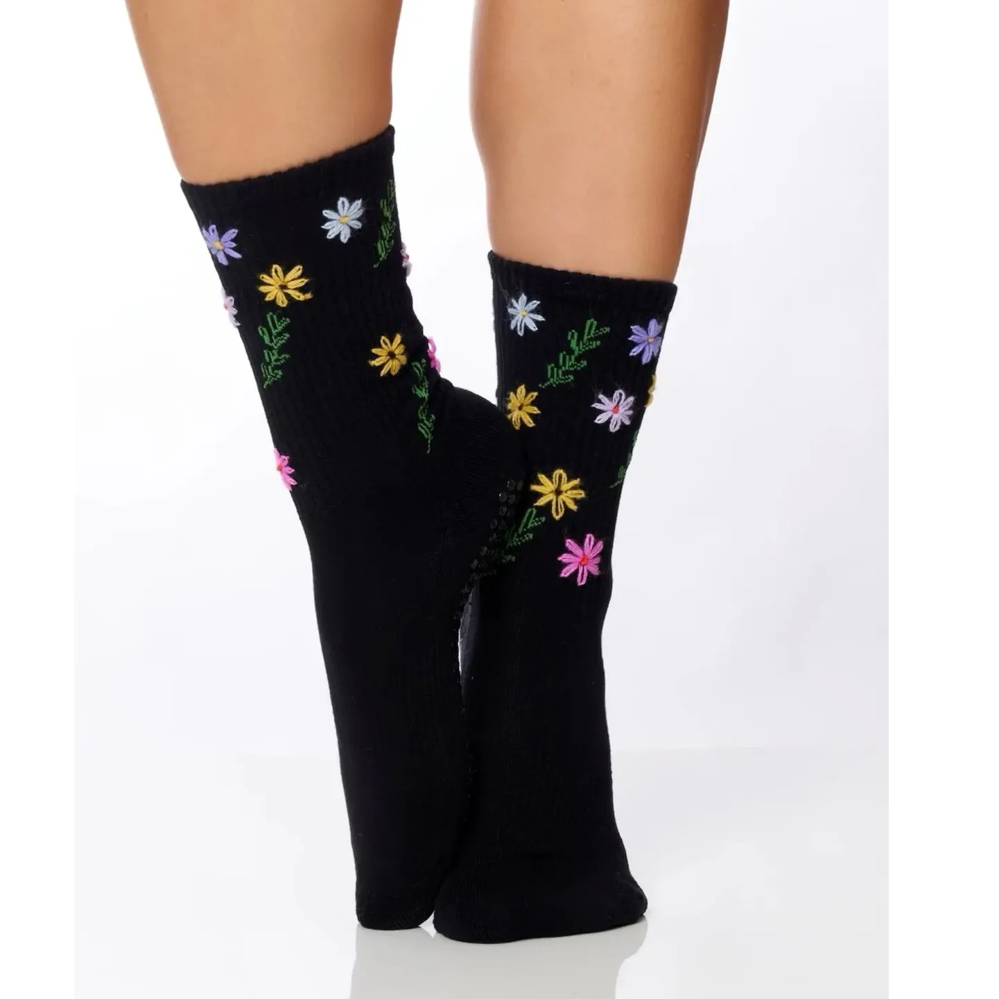 Tall Grip Tube Socks - Black - Wildflower