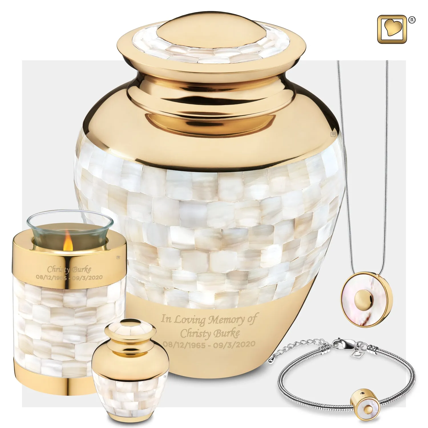 Tealight Mother of Pearl Cremation Urn - COMFORT by LoveUrns