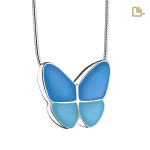 Wings of Hope Blue Butterfly Sterling Silver Cremation Pendant