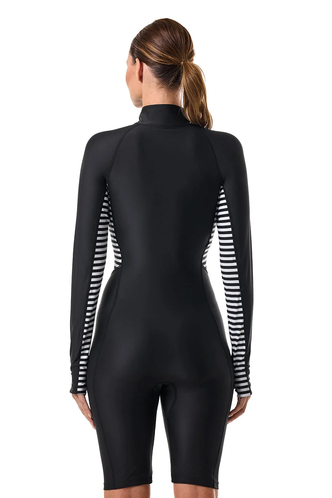 Women's Alana Knee Length Swimsuit | Black Colorblock
