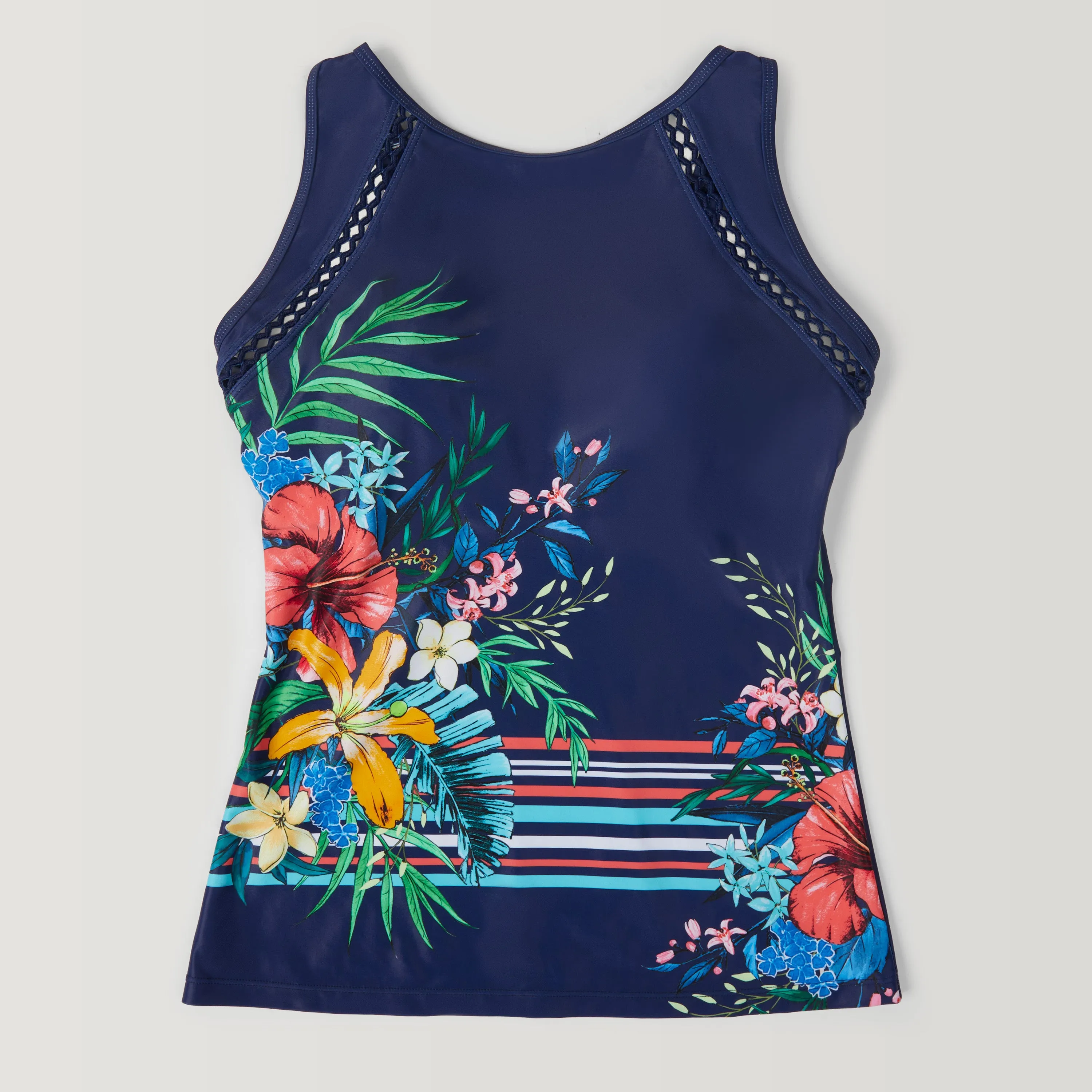 Women's Seashore Blossom High Neck Tankini Top