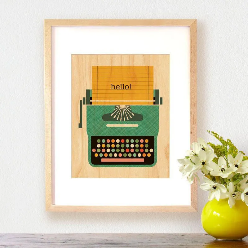Wooden Print Typewriter