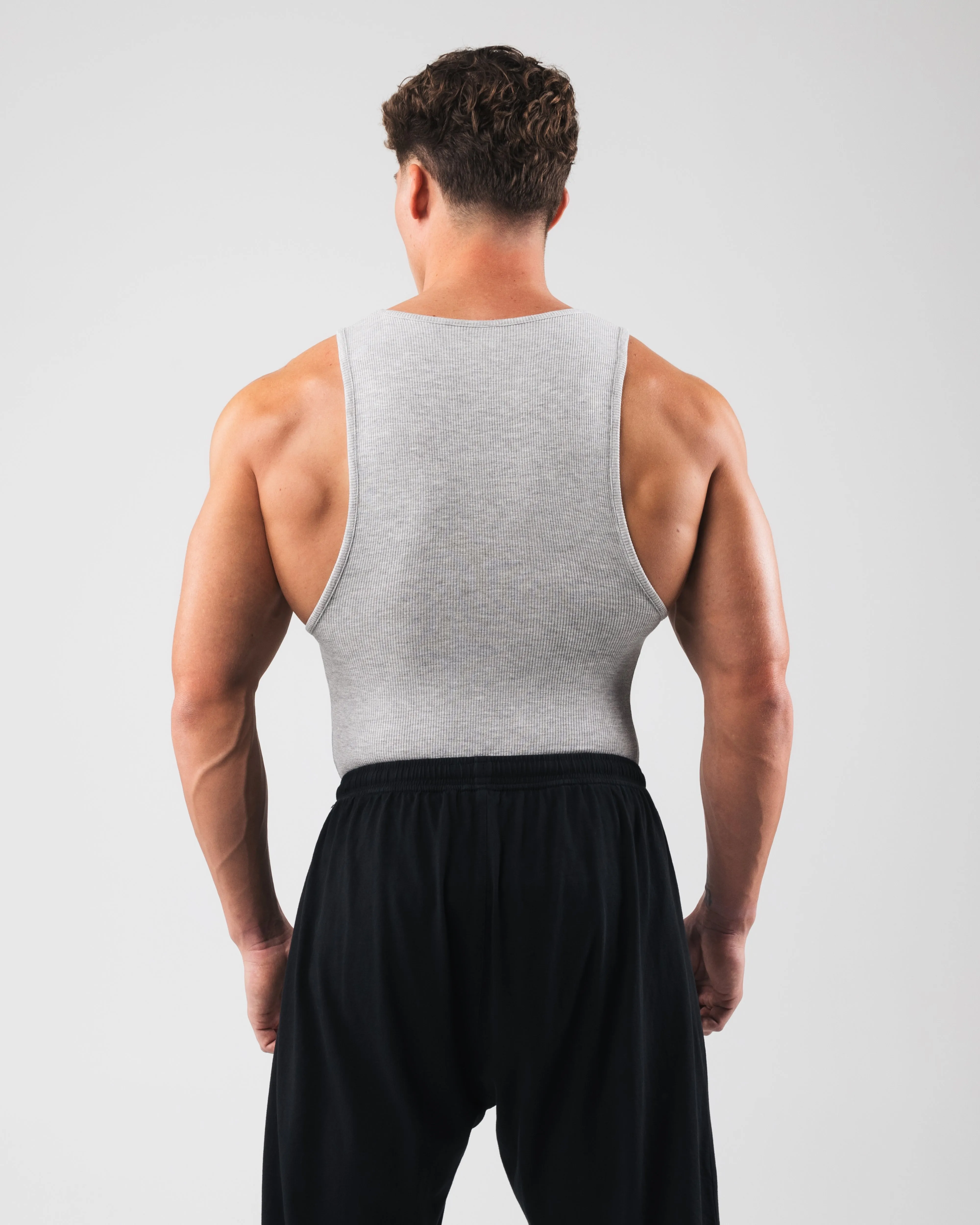 Zero Ribbed Tank 2pk - Heather Grey